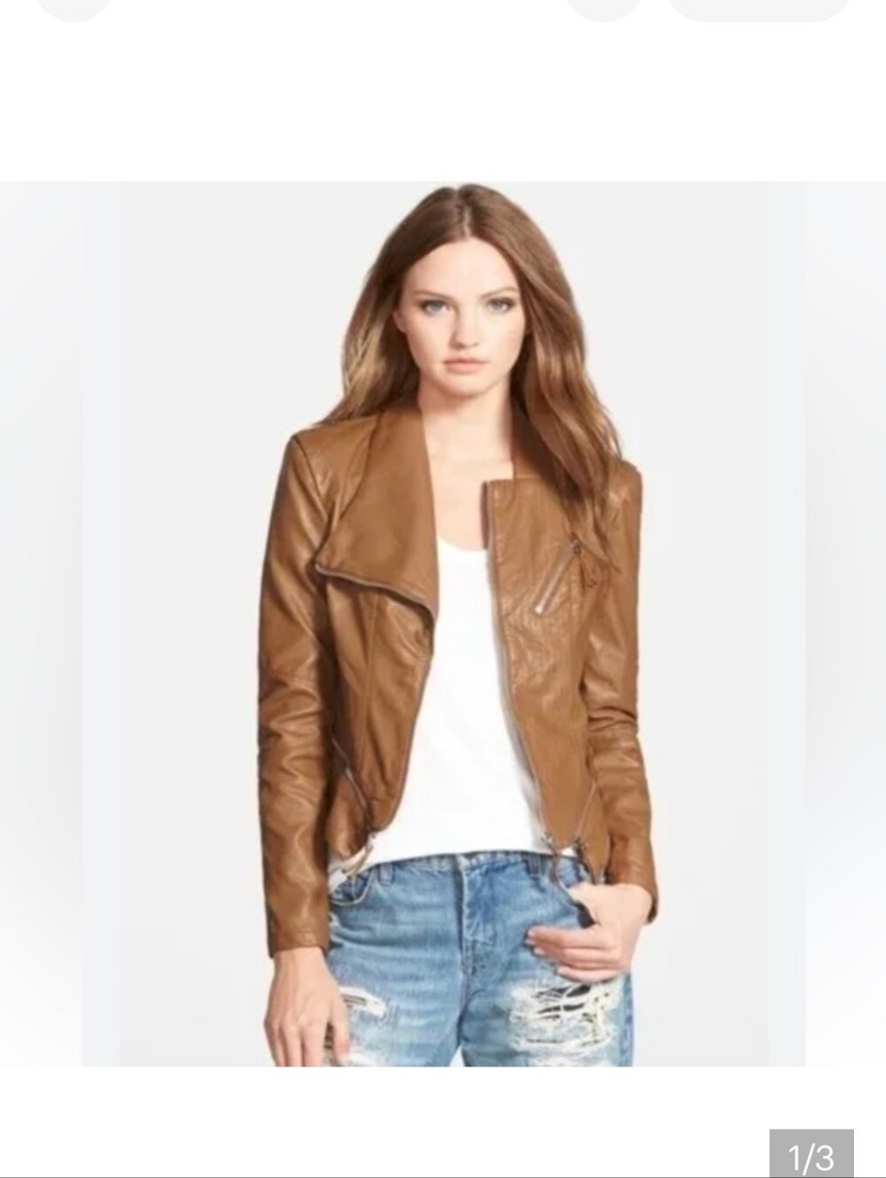 Blank NYC Brown Faux Leather Moto Jacket NWT